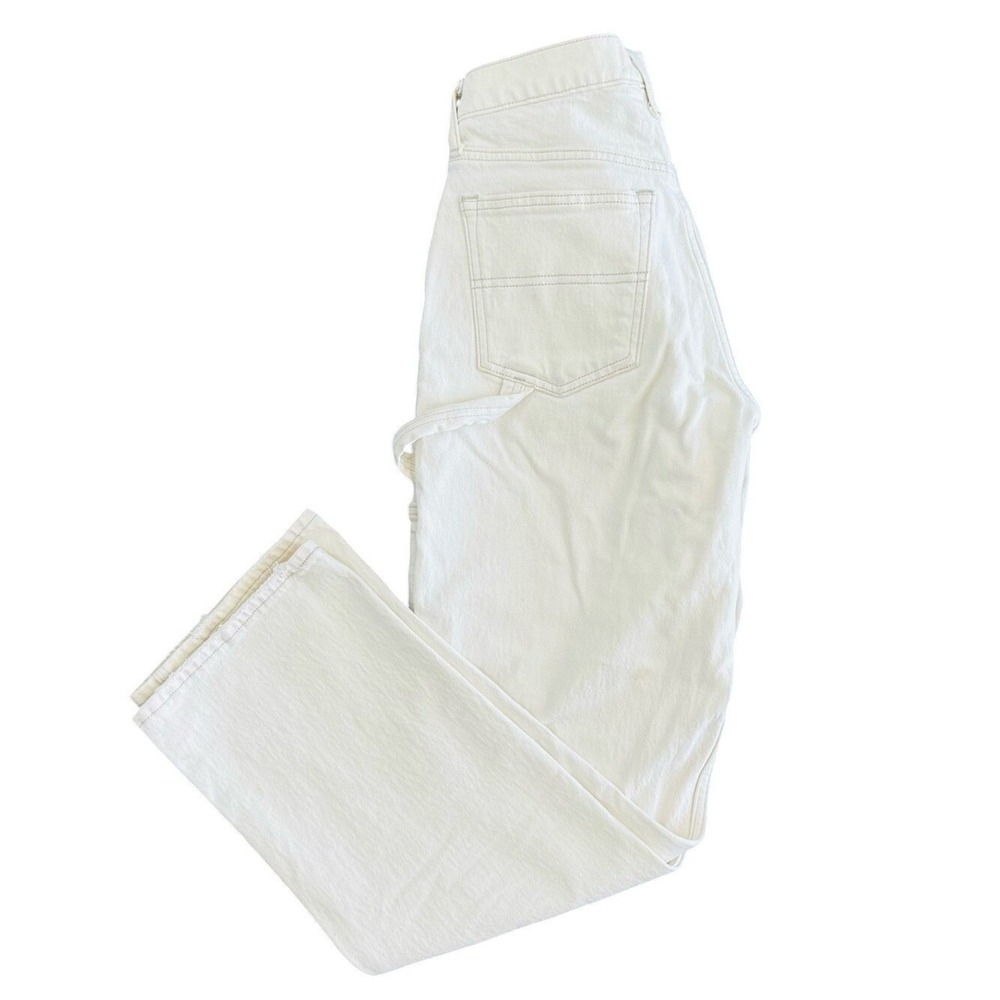 Abercrombie Cream White Carpenter Jeans Cream Curve Love Button Fly Sz 27/4 - Picture 2 of 7